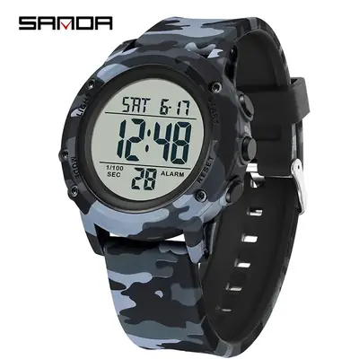 Sanda Military Green Digital Watch 12:18
