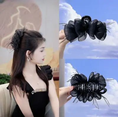 Black Mesh Cloud Bubble Hair Clip for Women