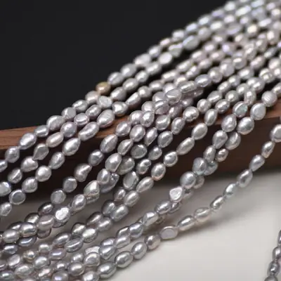 Baroque Natural Grey Pearl Necklace DIY Semi-finished