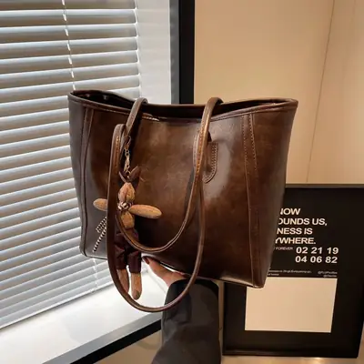 Retro Brown Tote Bag for Women 2025