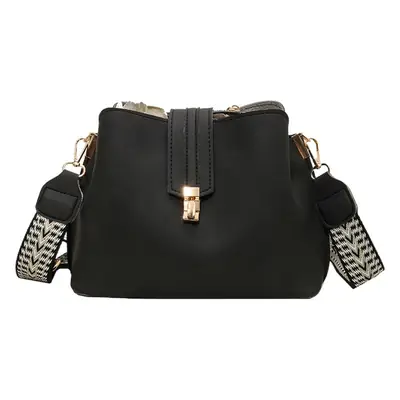 Korean Style Brown Bucket Bag with Wide Strap