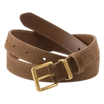 Women's Anti-Velvet Belt Cowhide Brown Gold Buckle