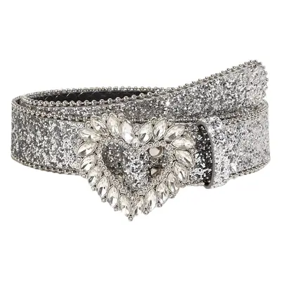 Silver Rhinestone Buckle Belt for Women