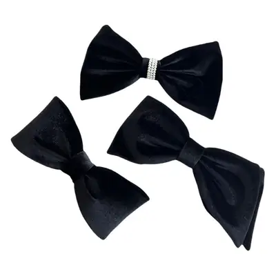 Black Silk Velvet Hairpin with Elegant Bow Design