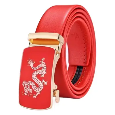 Red Belt Men's Automatic Buckle Wedding Belt