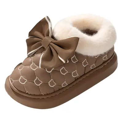 Women's New Bow Velvet Slippers Autumn Winter
