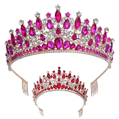 Crystal Blue Bridal Crown Hair Accessory for Women
