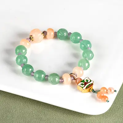 Natural Xinjiang Golden Silk Jade Dongling Jade Lotus Bracelet