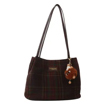 Korean Plaid Shoulder Bag Women Winter 2023