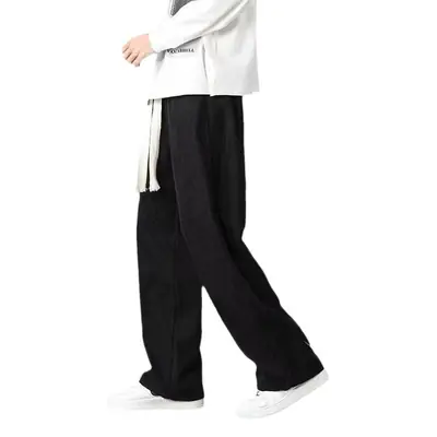 Men's Fleece Casual Pants Grey Solid Color
