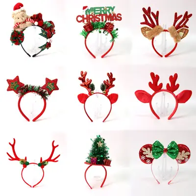 Red Deer Antlers Headband for Kids Adults Christmas Decor