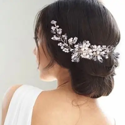 Pearl Leaf Hair Comb for Wedding Dress Styling