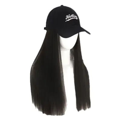 Black Full Head Wig with Duckbill Cap for Women