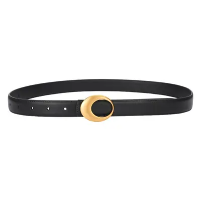 Women's Brown Leather Belt with Gold Buckle