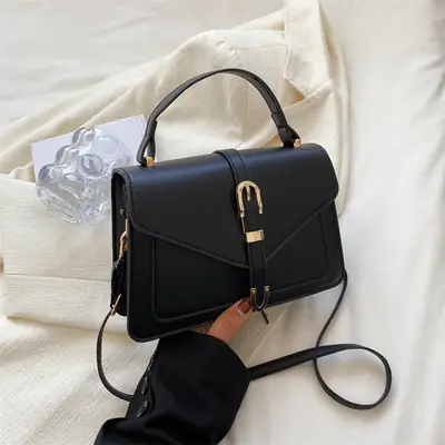 Black Korean Style Satchel Crossbody Bag for Women