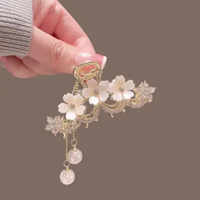 Jasmine Hairpin with Pearl Drop & Shark Clip