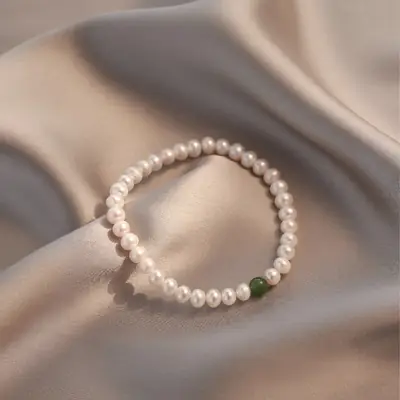Women Emerald Jade Pearl Bracelet Friendship Design
