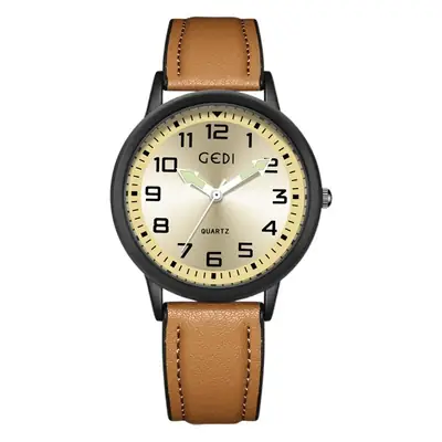 Men's Quartz Watch with Grey Leather Band