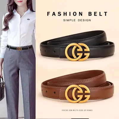 Double G Women's Leather Belt Black Brown