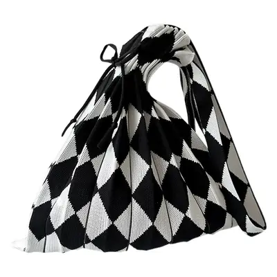 New Knitted Folded Bag Large Diamond Plaid Women's Travel Bag