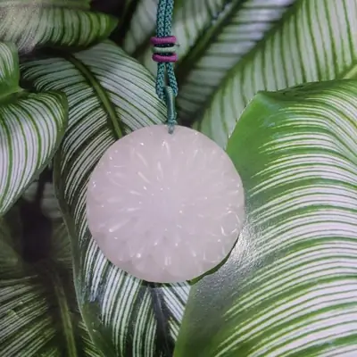 White Gold Jade Flower Pendant for Women