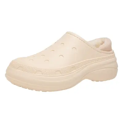Winter Fleece Lined Leather Slipper Cream