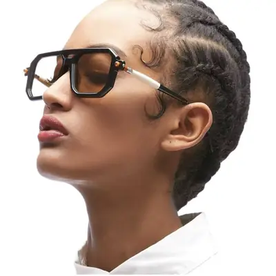 Square Eyeglasses with Black Frame Light Grey Lens
