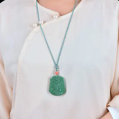 Green Jade Pendant Necklace for Women