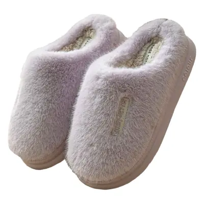 Cixi cotton slippers Women's Spring and Autumn Winter plush non-slip home indoor warm couple Winter Men