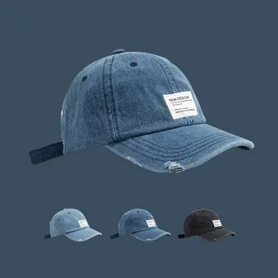 Japanese Retro Denim Cap Women Men Blue