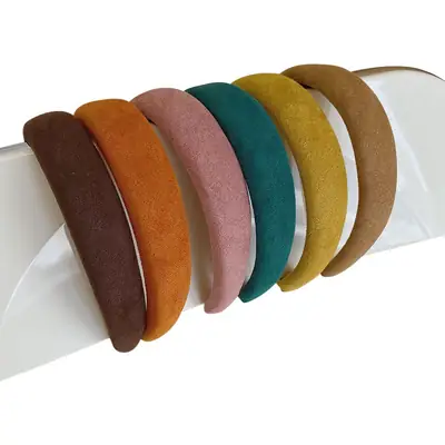 Korean Style Suede Wide Headband Milk Tea Color