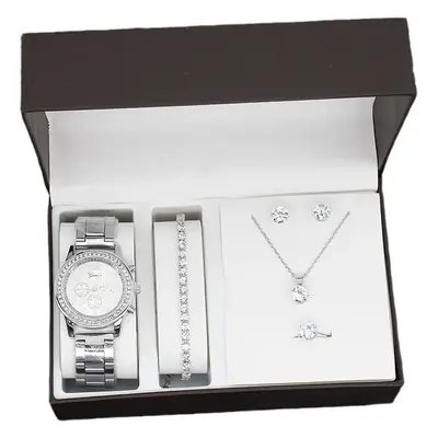 5pcs Set Gold Plated Quartz Watch & Jewelry Set