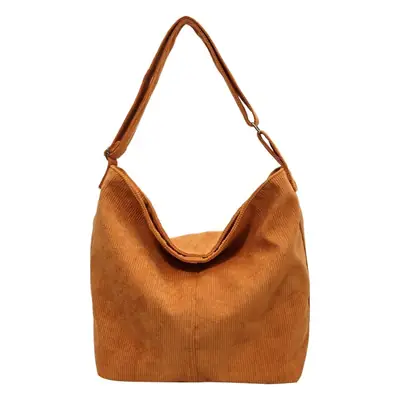 Women's Large Tan Corduroy Shoulder Bag