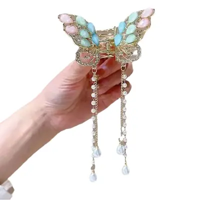 Elegant Butterfly Hairpin with Pearl Tassel for Women