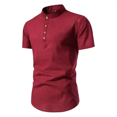 Men's White Slim Fit Button Collar Shirt