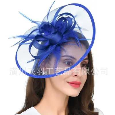 Purple Mesh Feather Hat for Women