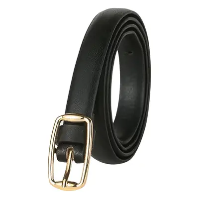 Women's Brown Leather Belt with Gold Buckle