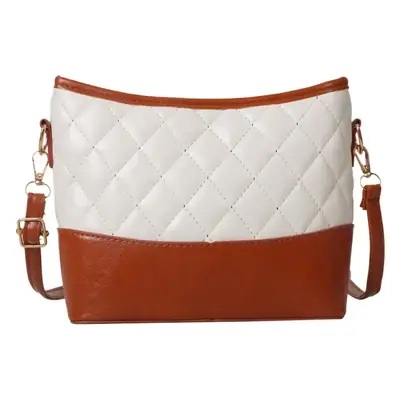 Women's White Brown Quilted Shoulder Bag 2022