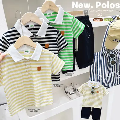 Boys Striped Polo Shirt 2024 Summer Casual Top
