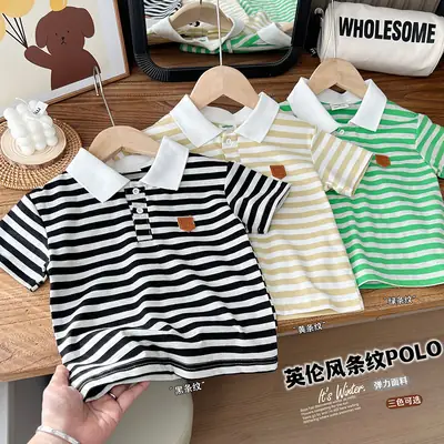 2024 Summer Boys Striped Cotton T-Shirts