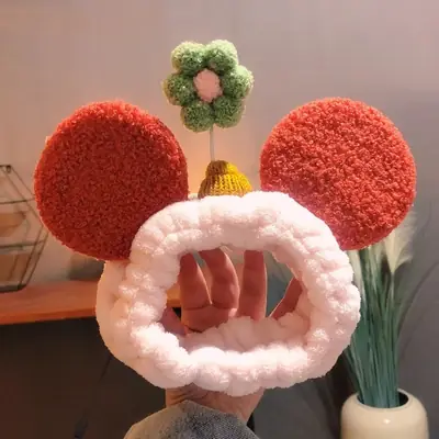 Mickey Ears Hair Wash Band Red White Female