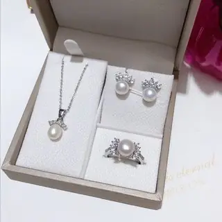 Freshwater Pearl 3-Piece Jewelry Set Silver