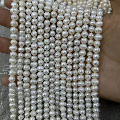 Natural Freshwater Pearl Punch 6-7mm Semi-Finished Thread