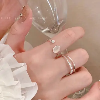 Moonstone Adjustable Ring for Women Elegant Open Design