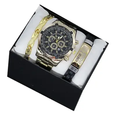 Men's 3PC Steel Watch Set with 2 Quartz Watches
