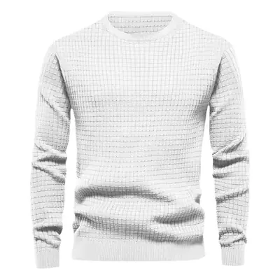 Men Black Waffle Knit Long Sleeve T-Shirt