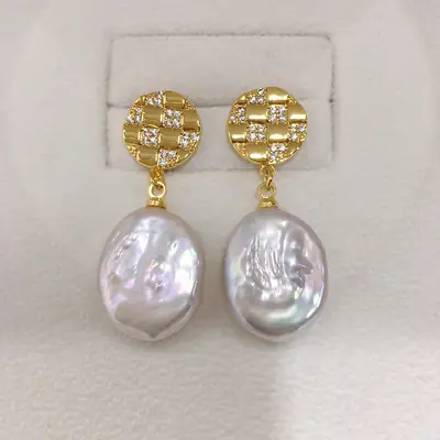 Natural Pearl Earrings for Women 18K Gold Filled