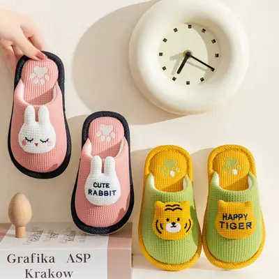 Cute Cotton Slippers, Winter Children's Slippers, Autumn Baby Cotton Slippers, Warm Shoes for Boys, Indoor Non-Slip Women's Home Wholesale
