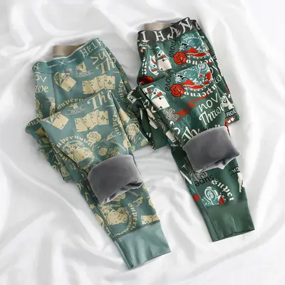 Dropshipping Men's Velvet Long Johns, Thickeneded Velvet Warm Pants, Pure Cotton Youth Winter Warm Underwear P040