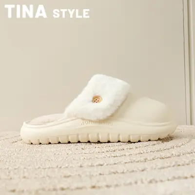 Women's Cotton Winter Slippers White Warm Indoor